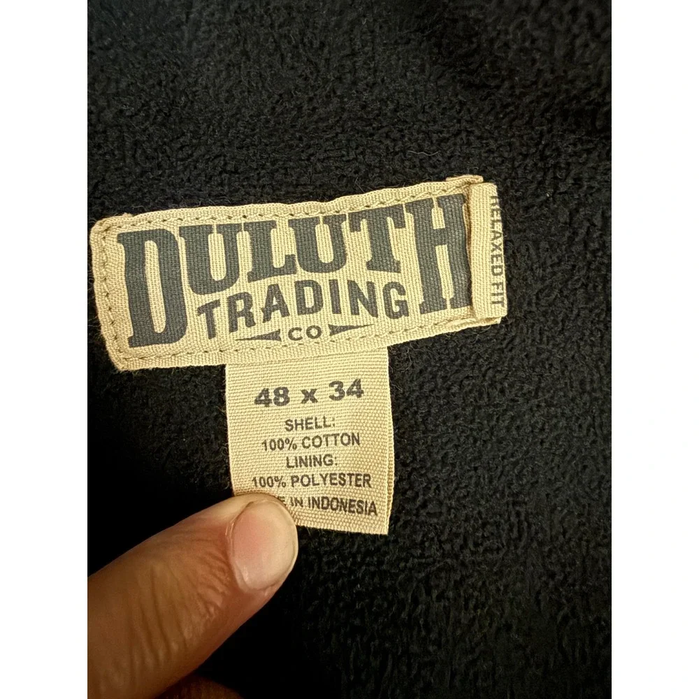 Duluth Trading Co Fleece Lined Cargo Pants Mens 48x34 Brown Relaxed Fit Canvas